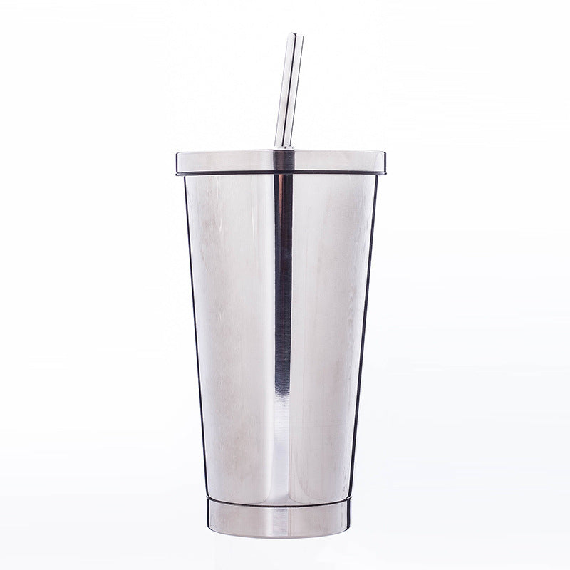 500ML Stainless Steel Empty Tumbler with Straw Lids Drinking Bottles