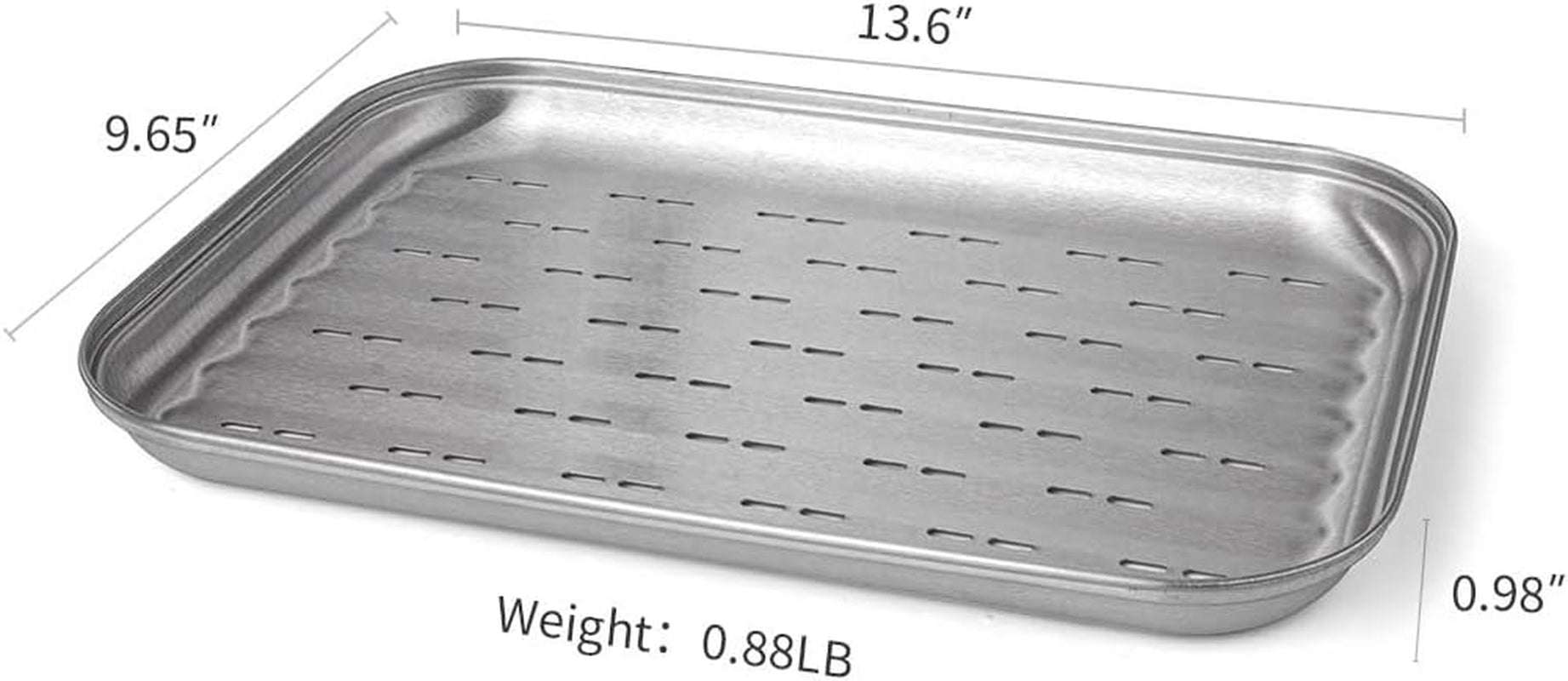 13.6”X9.65“ Stainless Steel Grill Toppers Grid (Set of 3), Grill Serving Pans, Roasting Grill Trays, All in Same Dimensions, Dishwasher Safe