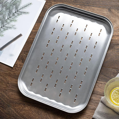 13.6”X9.65“ Stainless Steel Grill Toppers Grid (Set of 3), Grill Serving Pans, Roasting Grill Trays, All in Same Dimensions, Dishwasher Safe