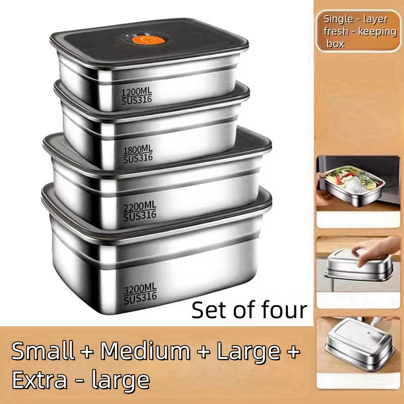 Stainless Steel Box Student Lunch Box with Lid Lunch Bento Food Box Outdoor Picnic Camping