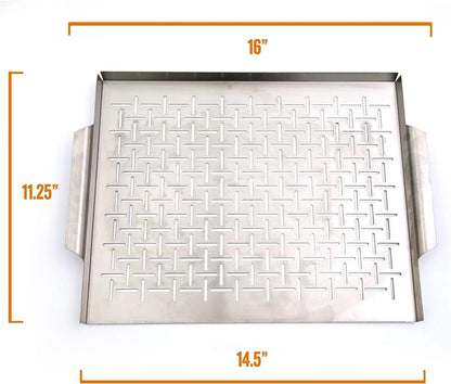 Grill Topper Tray Stainless Steel Grilling Pan with for BBQ and Vegetables
