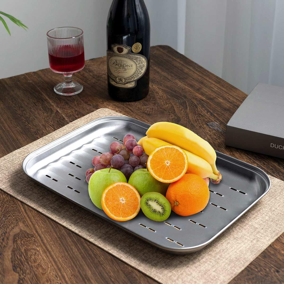 13.6”X9.65“ Stainless Steel Grill Toppers Grid (Set of 3), Grill Serving Pans, Roasting Grill Trays, All in Same Dimensions, Dishwasher Safe