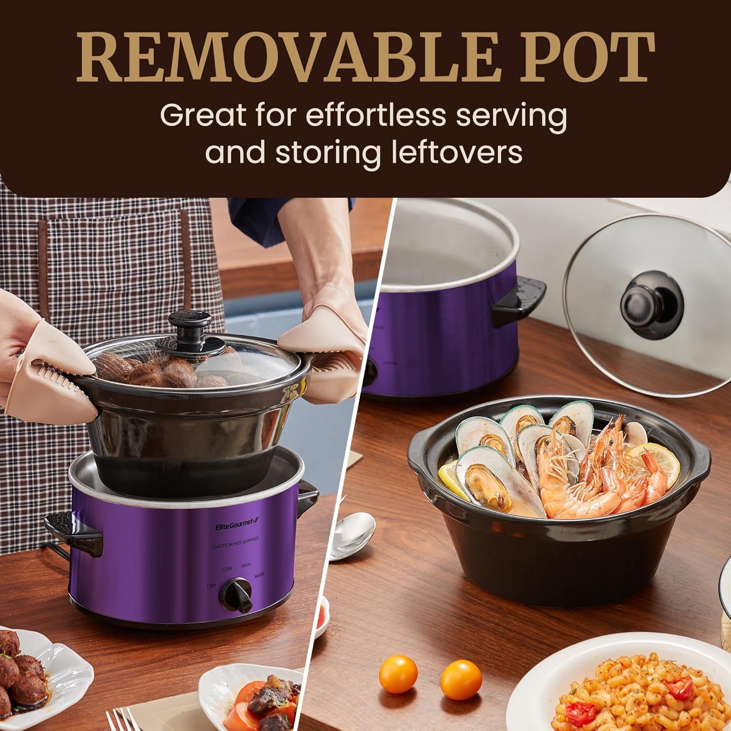 Electric Oval Slow Cooker, 2Qt Capacity, Purple