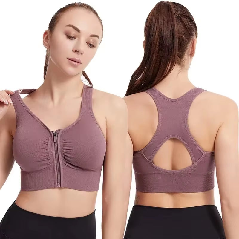 Women's Fashionable Fitness Top Front Zipper