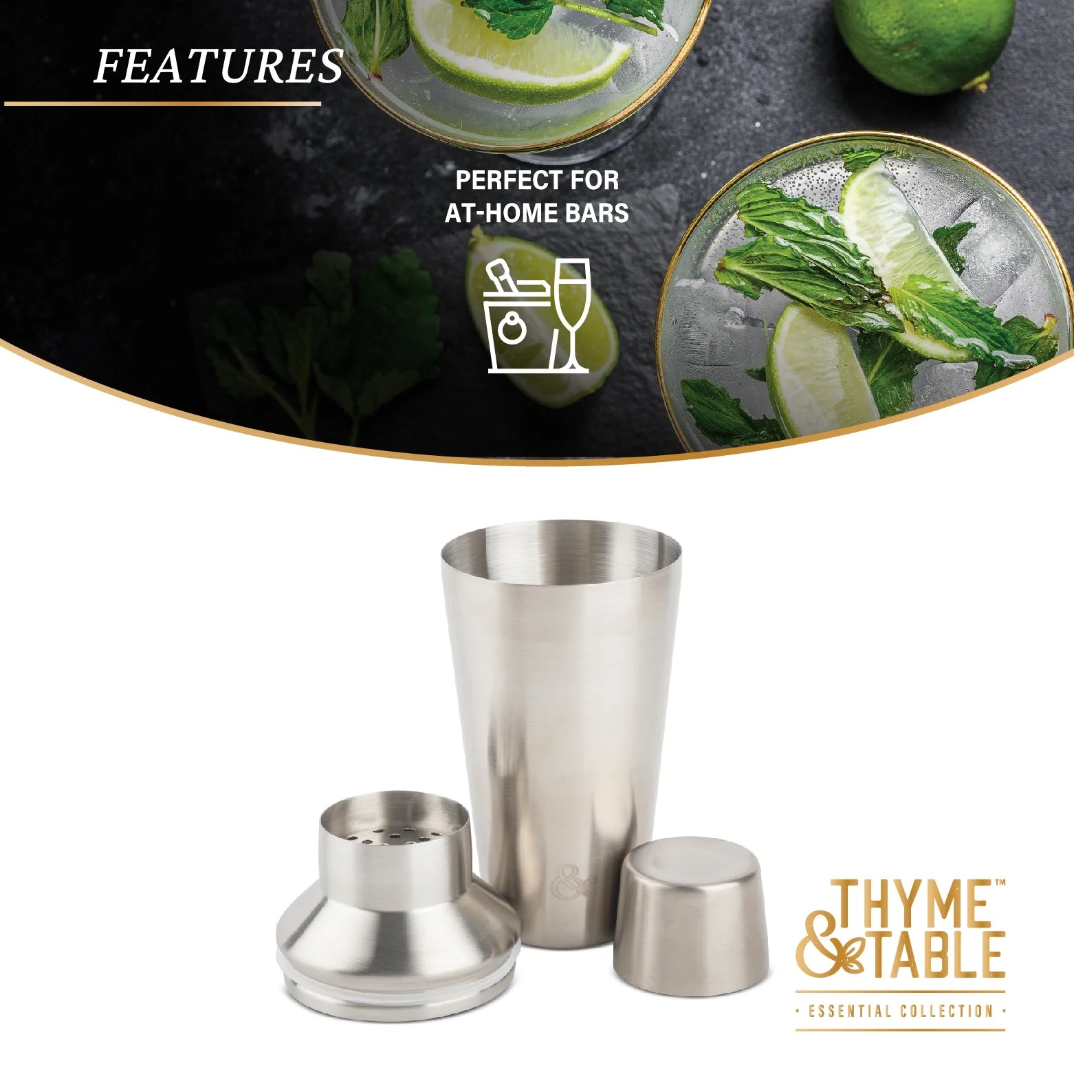 18 fl oz. Stainless Steel Cocktail Shaker