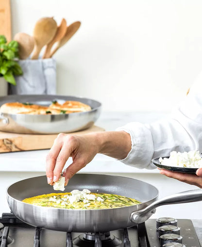 Tri-Ply Stainless Steel Ceramic Nonstick 2 Piece Frying Pan Set