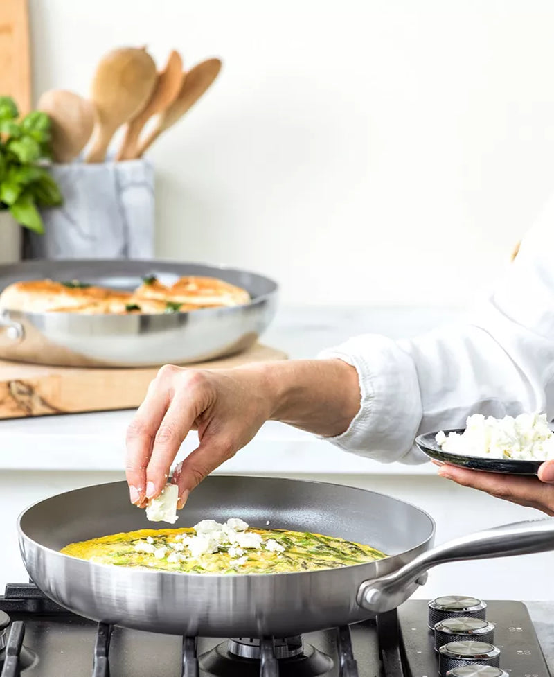 Tri-Ply Stainless Steel Ceramic Nonstick 2 Piece Frying Pan Set