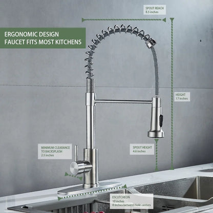 Kitchen Faucets with Pull down Sprayer Stainless Steel Single Hole Brushed Nickel