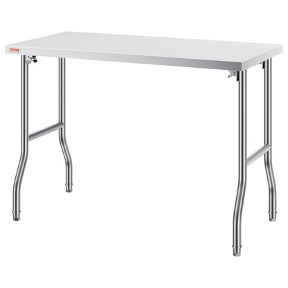 Commercial Worktable – 48 x 24 Inch Folding Stainless Steel Prep Table