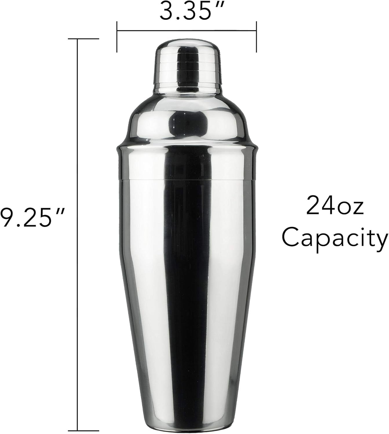 24 Oz Professional Cocktail Shaker - Stainless Martini Tin with Built-In Strainer and Measuring Cup - Perfect for Mixing Drinks