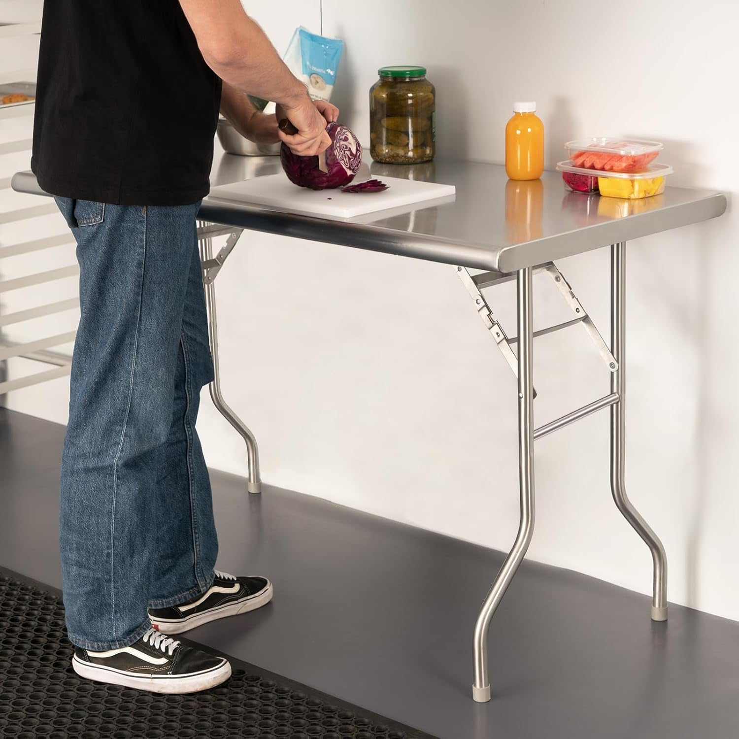 24X48 Inches Folding Stainless Steel Table for Restaurant Kitchen Home and Hotel, NSF Certified