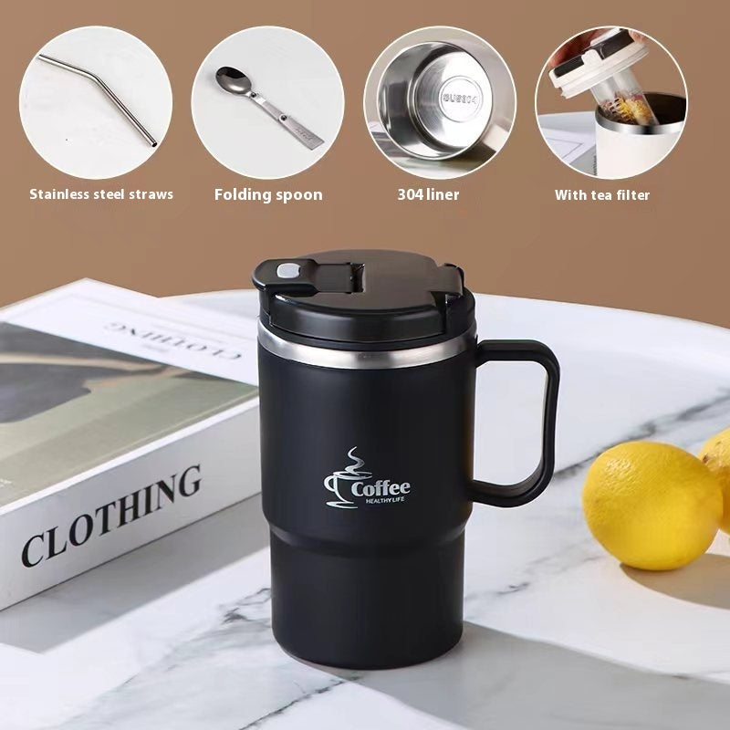 Stainless Steel Mug Cup With Cover Spoon
