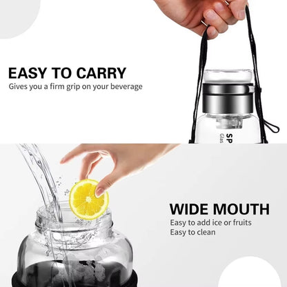 32 Oz Portable Glass Water Bottle Transparent Milk Juice Cup with Stainless Tea Infuser 