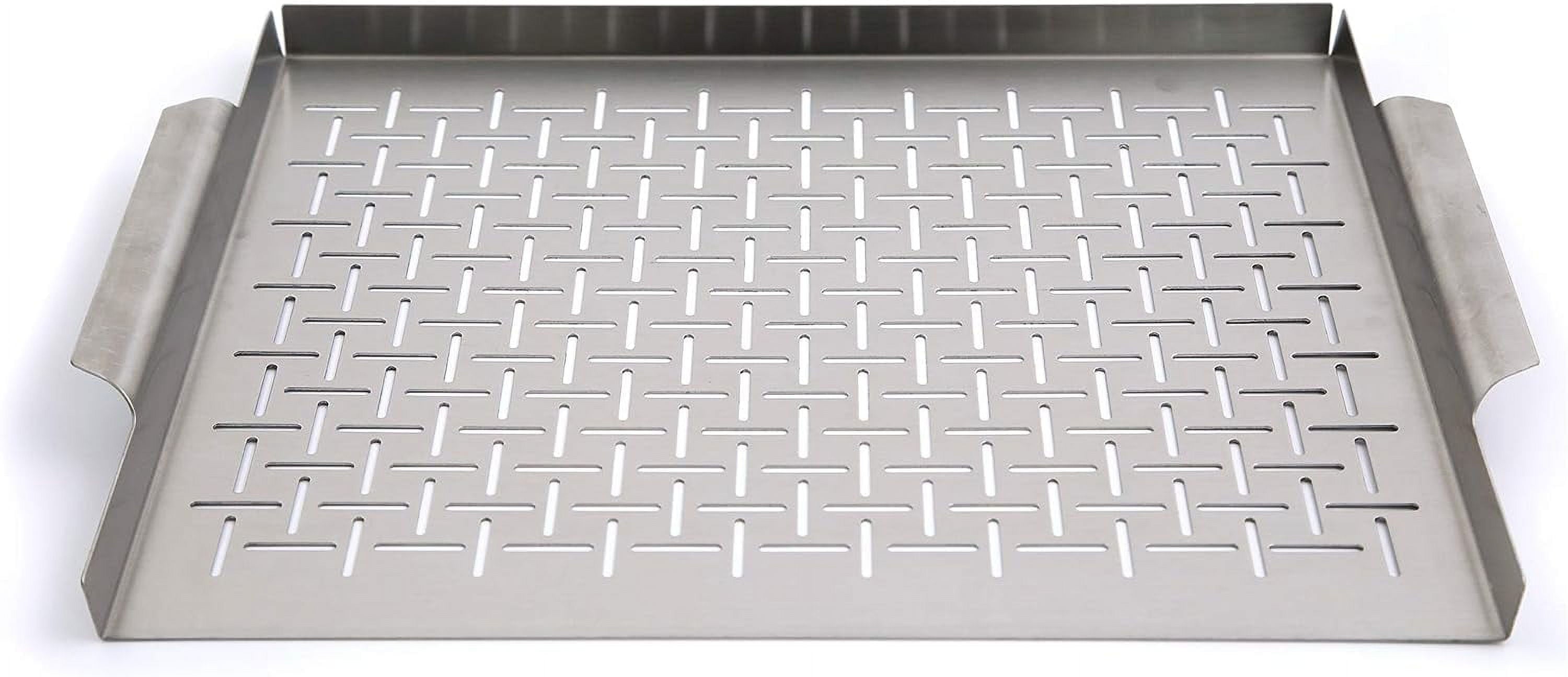 Grill Topper Tray Stainless Steel Grilling Pan with for BBQ and Vegetables