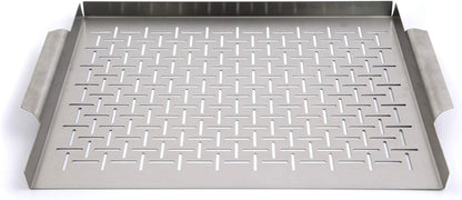 Grill Topper Tray Stainless Steel Grilling Pan with for BBQ and Vegetables
