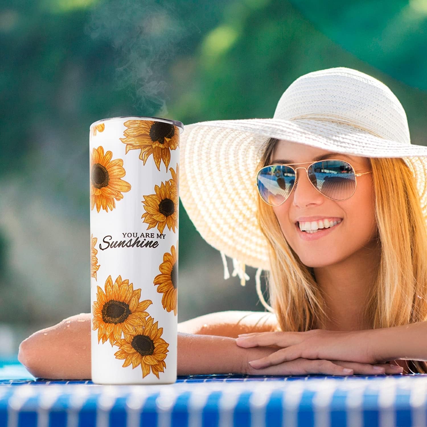 Sunflower Tumbler with Lid and Straw