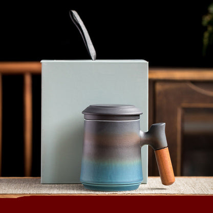 Gradient Ceramic Mug Set with Lid & Infuser