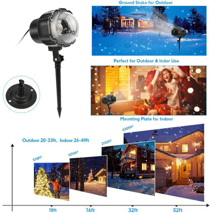 Snowfall Christmas Light Projector, Indoor Outdoor Holiday Projector Lights with Remote Control