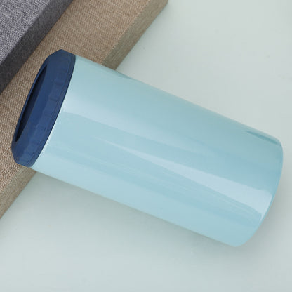 Stainless Steel Insulated Can Cooler with Dual Lid