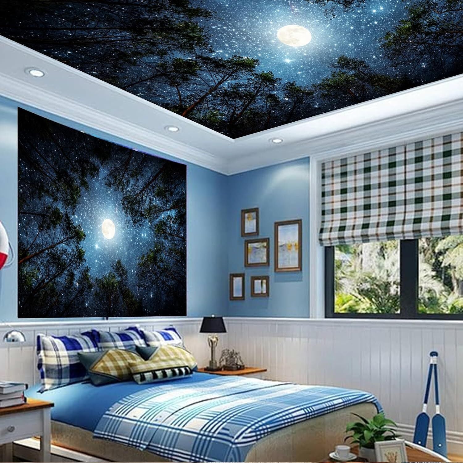 Forest Galaxy Starry Tapestry for Bedroom Ceilin