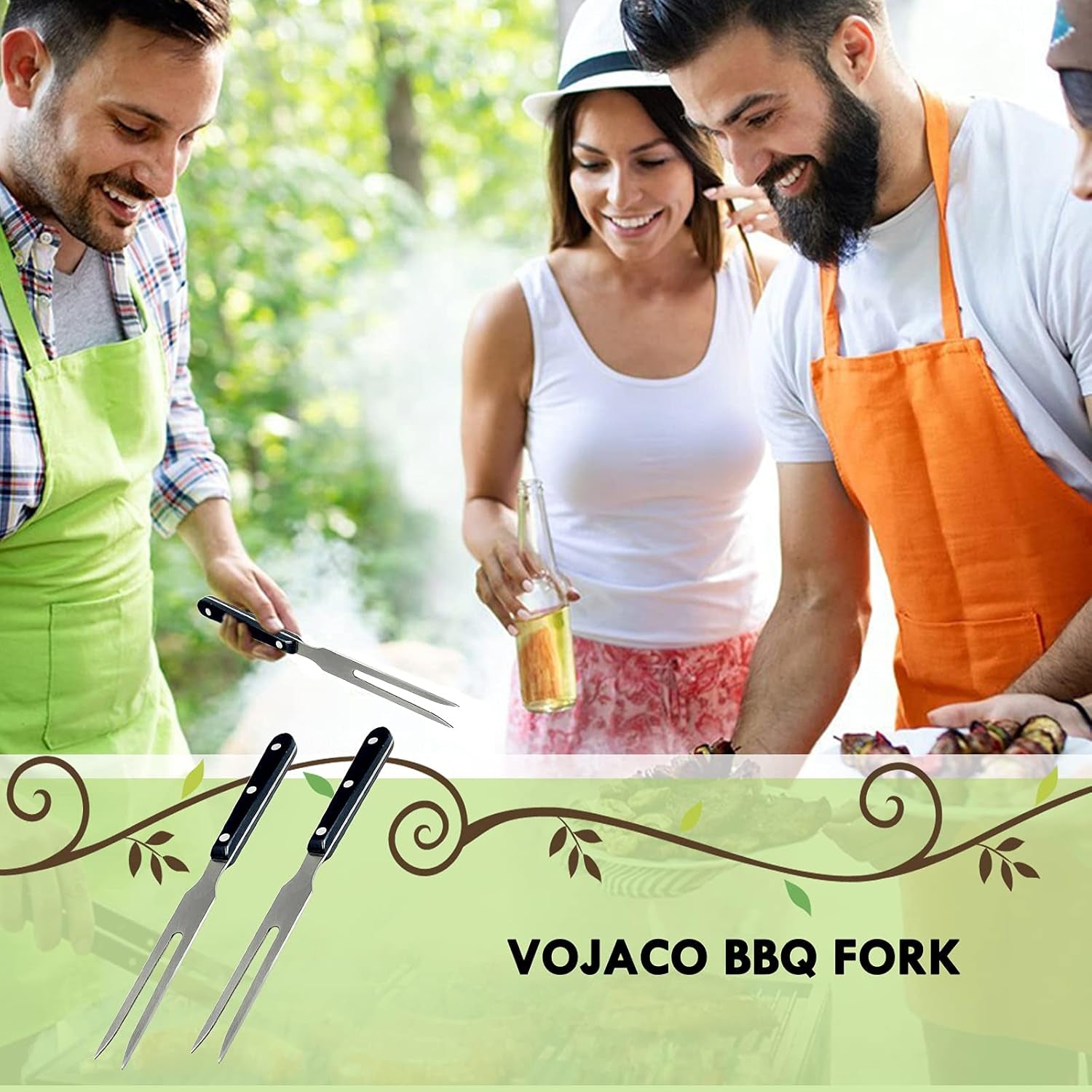 Carving Fork,  Meat Forks, 10 Inch Long Stainless Steel Forks for BBQ, Barbecue, Serving, Cooking, Grilling, Roasting (2, 10 Inch)