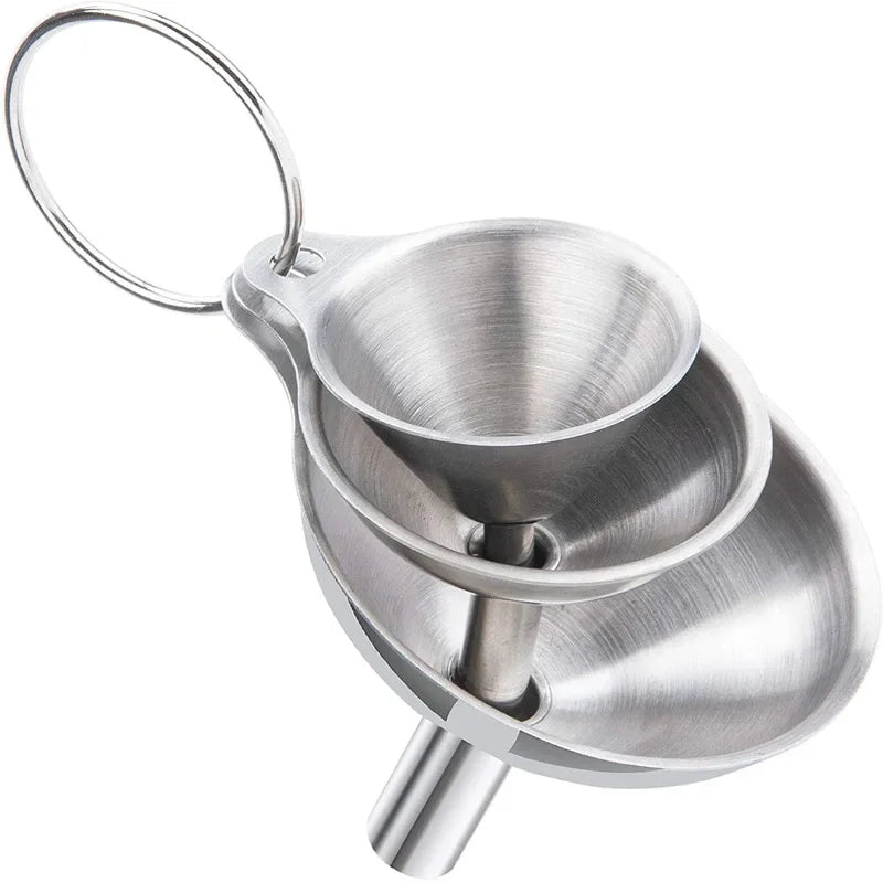 3/5 Pcs Stainless Steel Kitchen Funnels Set Food Grade Metal for Filling Bottles