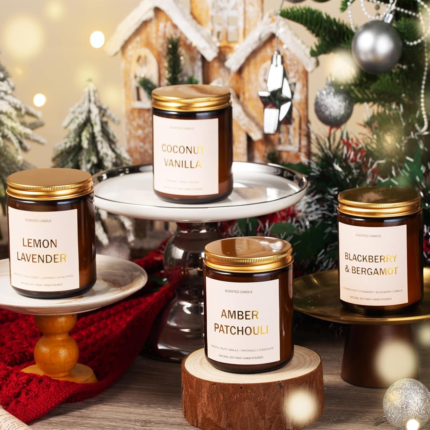 28Oz Wood Wick Candles That Crackle: 4 Pack Scented Candles for Home Scented, Aromatherapy Candle Set with Crackling Wooden Wick up to 200H Burning