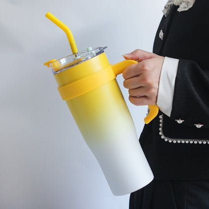 Elegant Glass Water Bottle with Straw and Easy-Grip Handle