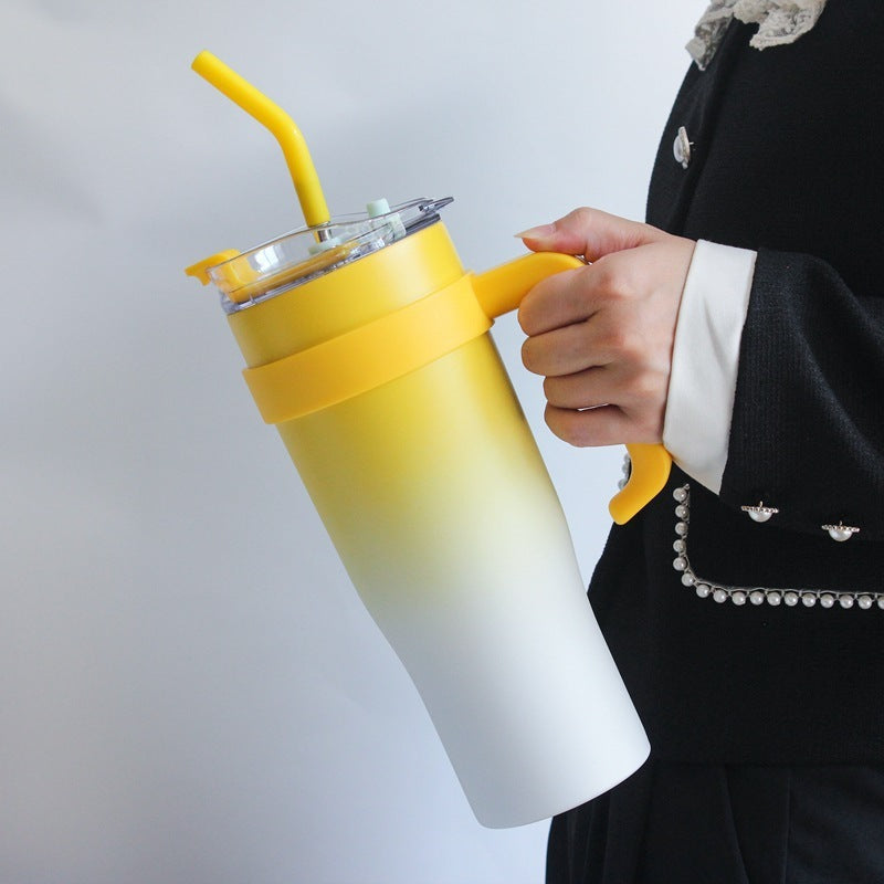 Elegant Glass Water Bottle with Straw and Easy-Grip Handle