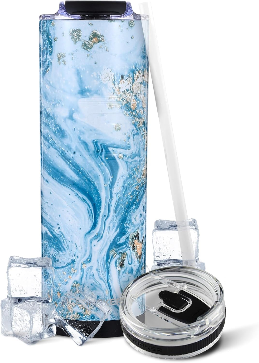 20 Oz, Blue Marble Insulated Stainless Steel Tumbler, 24+ Hours Cold & 6+ Hours Hot
