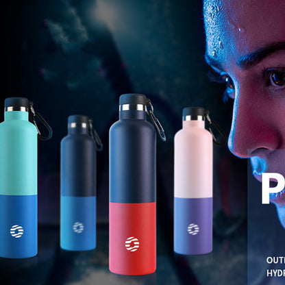 Two-Tone Insulated Sports Bottle with Carabiner