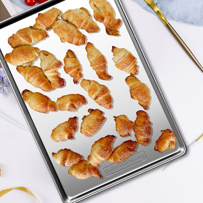 Baking Sheet Set of 3, Stainless Steel Cookie Sheet Baking Sheet Pan, 16/12/9 Inch, Non Toxic & Heavy Duty & Easy Clean, Dishwasher Safe