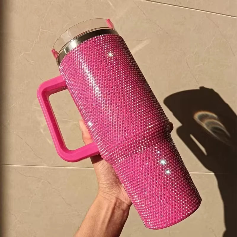 40 oz. Rhinestone Tumbler with Straw Stainless Steel