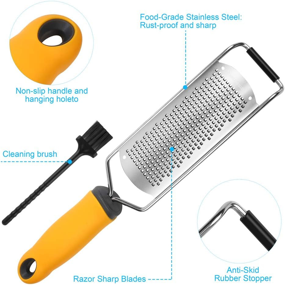 Pro Zester Grater, Lemon Zester, Parmesan, Ginger, Garlic, Chocolate, with Razor-Sharp Stainless Steel Blade