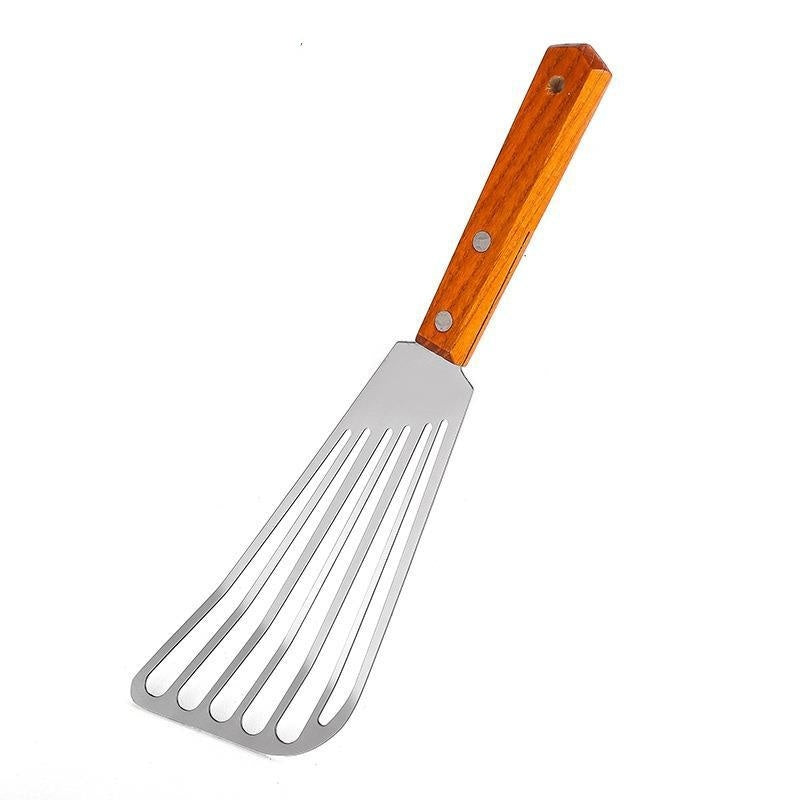 Wooden Handle Stainless Steel Household Kitchen Tool Fish Frying Shovel