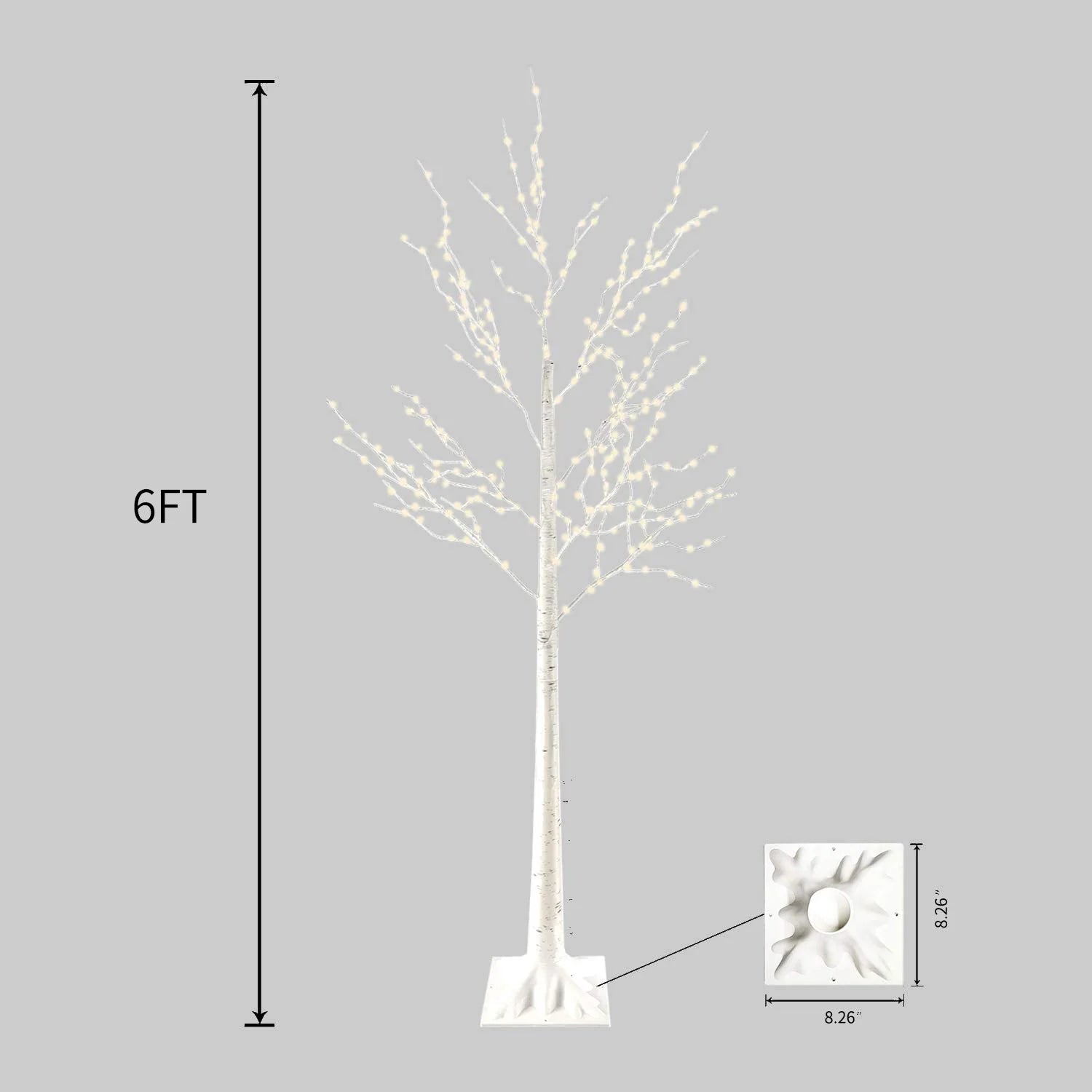 6FT Warm White Lighted Birch Tree Lights, 440LED Colors Changing Light 