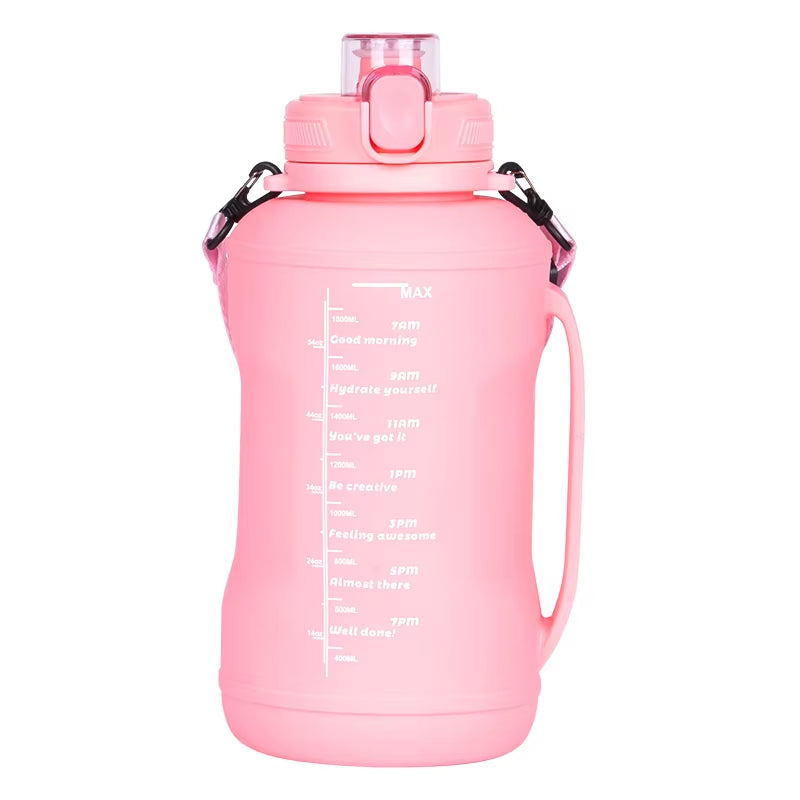 64Oz/2L Large Capacity Silicone Water Bottles Collapsible Water Bottle with Handle & Straw Travel Gym Camping Hiking Sports Cup