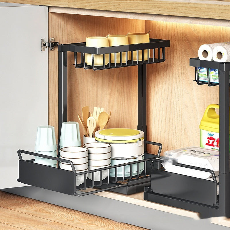 Multi-Function Pull-Out Kitchen Sink & Cabinet Rack