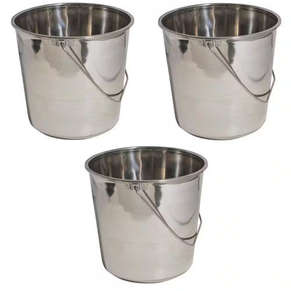 Large Stainless Steel Bucket Set (3-Pack)