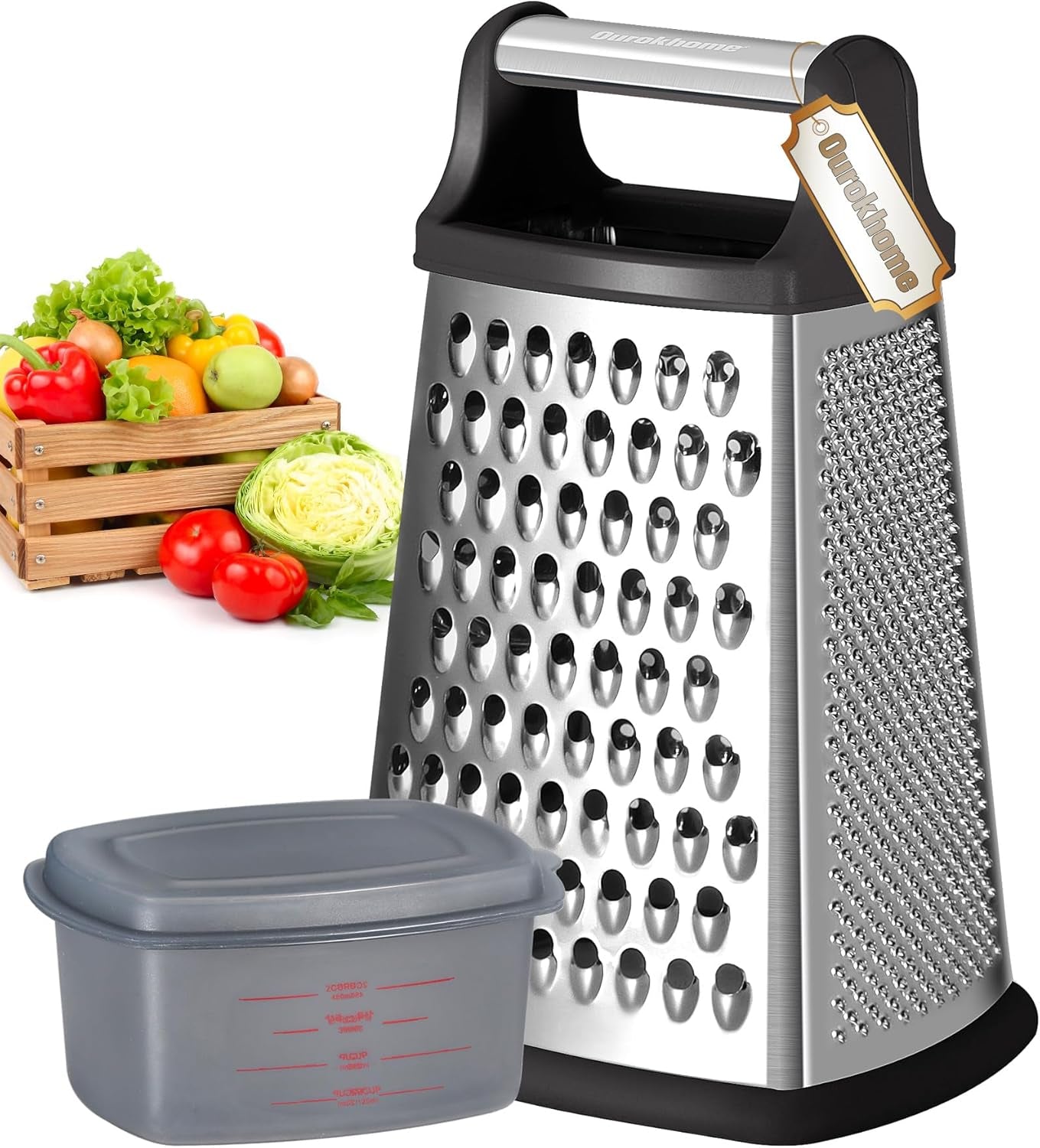 4-in-1 Stainless Steel Box Grater with Container