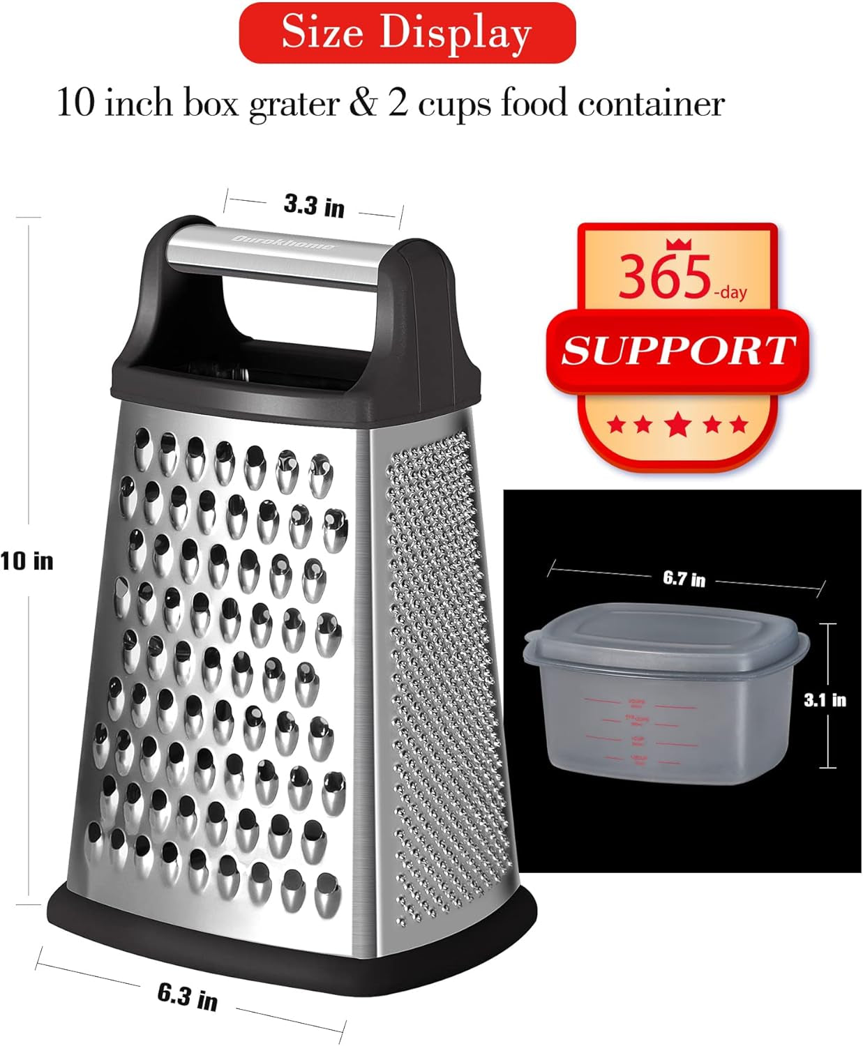 4-in-1 Stainless Steel Box Grater with Container