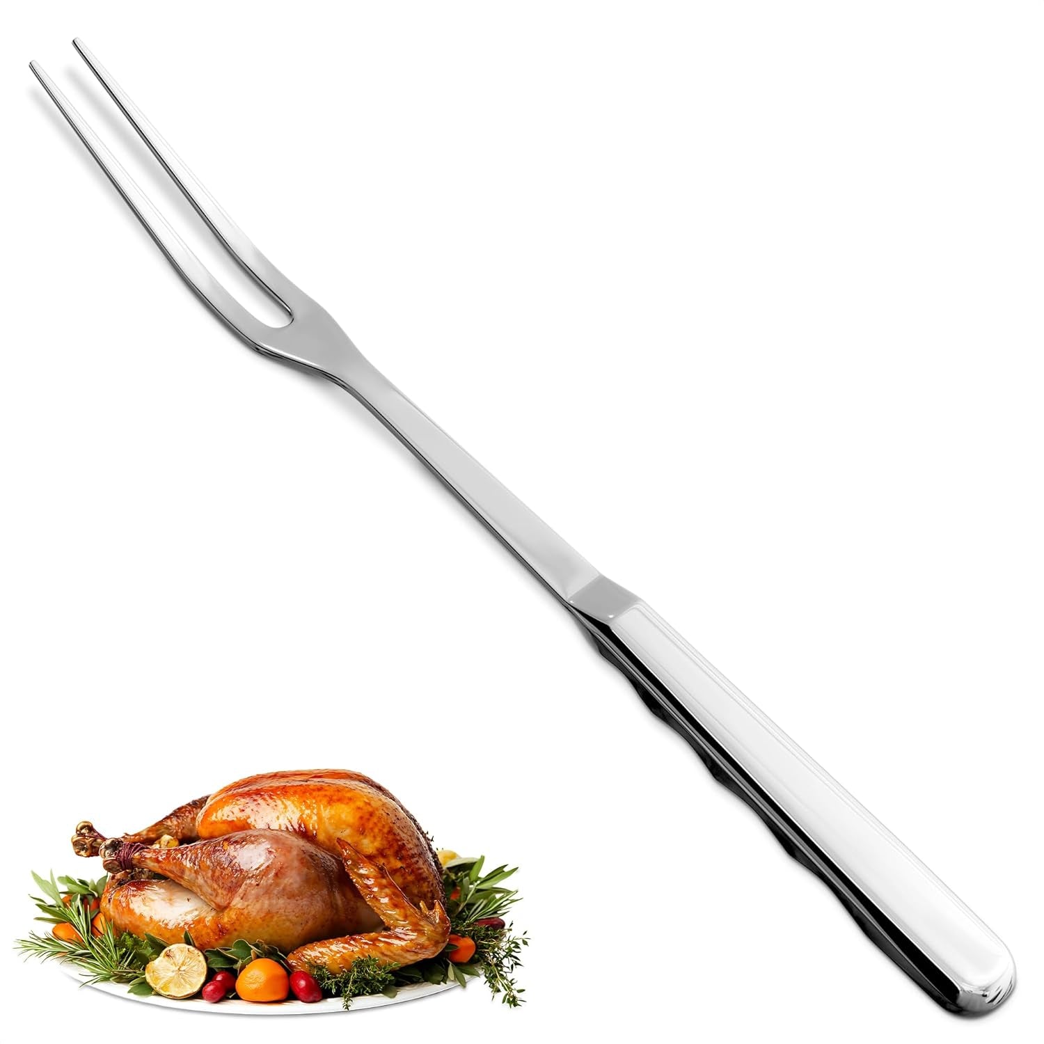 Meat Fork 2 Prongs – Carving Fork 11″ Stainless Steel Two-Prong with Polished Surface & Ergonomic Handle