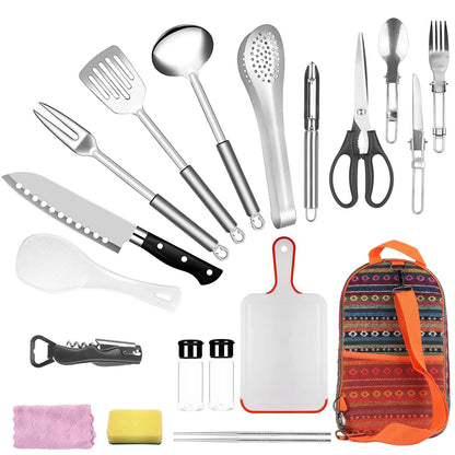 19Pcs Camping Cooking Utensil Kit