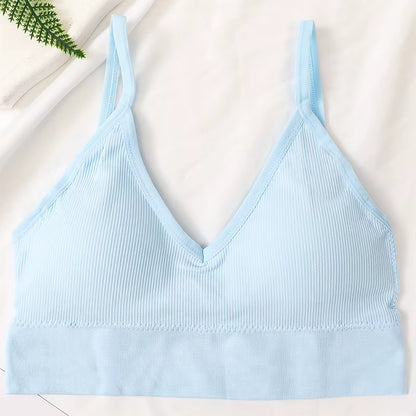 Women Crop Top Seamless Tube Top Underwear Low Back Bra Sports Fitness Top Streetwear Tank Bandeau Lingerie Removable Pad