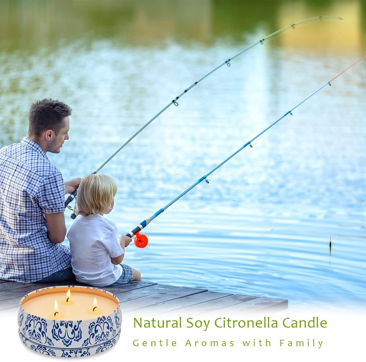 13.5Oz 3-Wick Soy Wax Large Citronella Candles Outdoor and Indoor