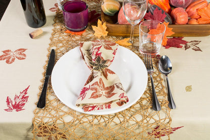 Rustic Autumn Leaves Cotton Napkin Set – 6 Pack (20x20)