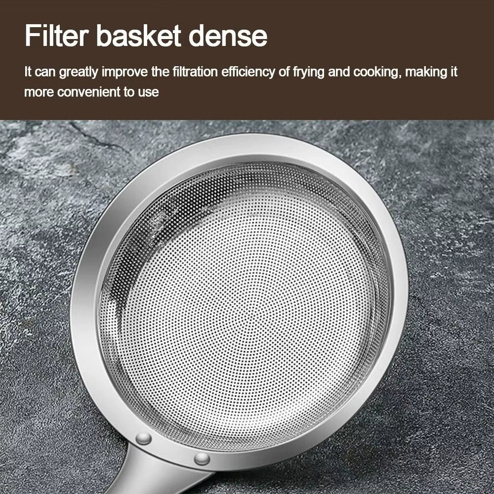 Stainless Steel Fat Skimmer Spoon Fine Mesh Grease Foam Removing Oil Dregs Fishing Percolator Fried Food Net Strainer