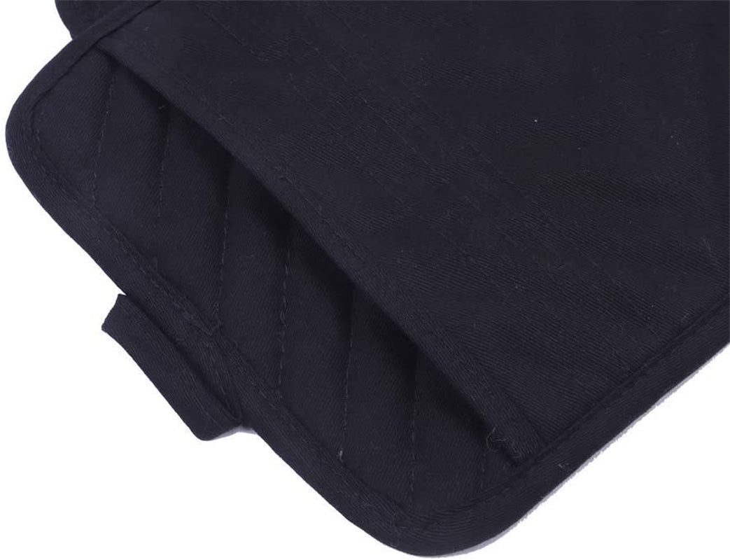 Cotton Pot Holders with Pocket, Heat Resistant Black Counter Table Hot Pads 