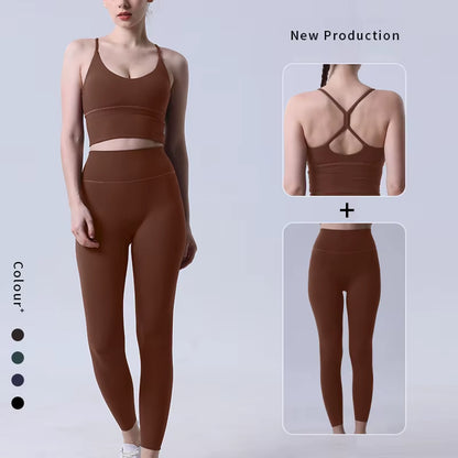 2 Piece Yoga Clothes Women'S Tracksuit Athletic Wear Pilates Fitness Suit Gym Workout Push up Clothes Sports Bra Leggings Suit