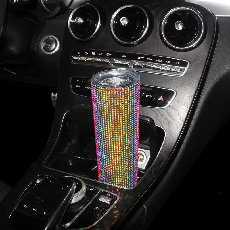 20 oz. Sparkling Diamond Stainless Steel Tumbler Cup with Lid and Straw